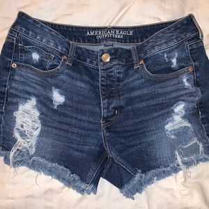 AE Distressed Dark Wash Shorts